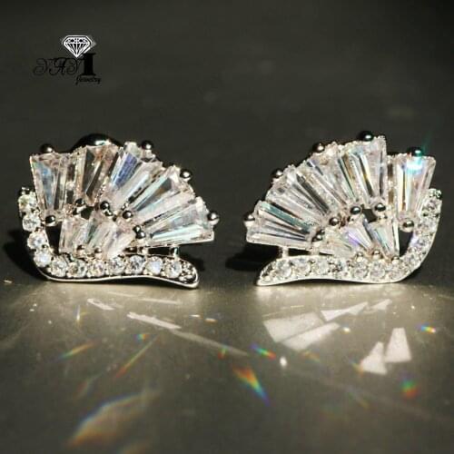 YaYI Fashion Princess Cut White Natural Cubic Zirconia Silver Color Wedding Party Lover Wear Ear Stud Precious Tassel Earrings