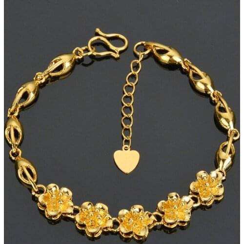 Fashion Bohemian Gold Color Five Flower Bracelet for Women Punk Link Chain Boho Beach Bangle Female Girl Jewelry Gift