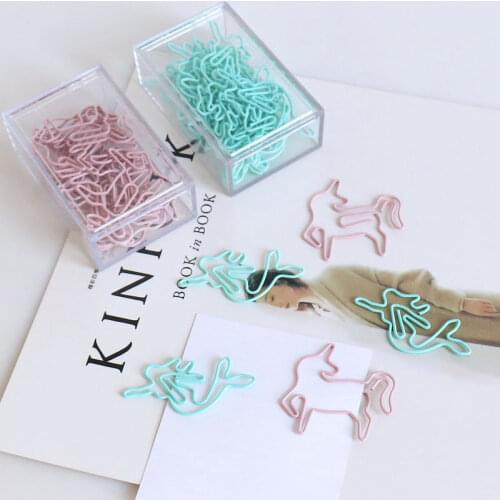 Sea Foam Green mint Mermaid Paper Clip Pink Unicorn Paper Clip Stationery Box Package Paper Clips Papeleria Office Accessories