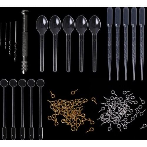 1 Set Epoxy Resin Kit DIY Jewelry Making Tools Drill Pins Silver Gold Necklace Pendant Dropper Spoon Mix Stick Accessories