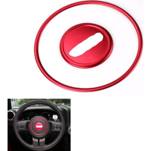 2pcs/pair Aluminum Interior Steering Wheel Cover Ring Decoration Trim Fit for Jeep 11-13 Grand Cherokee Compass Patriot Wrangler