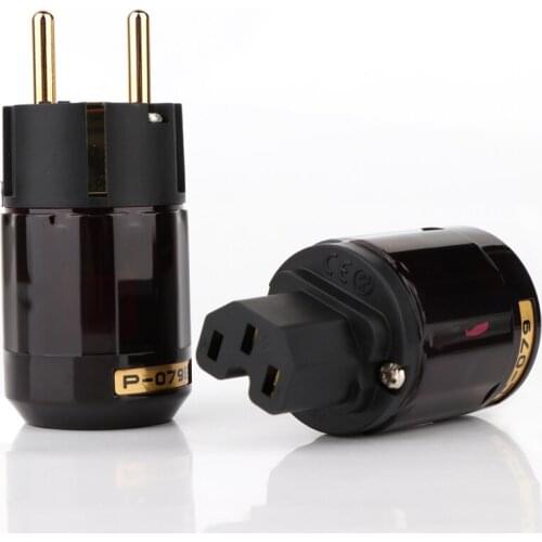 Hi End P-079E+C-079 24k Gold-Plated EU Power Plug AC Power Cord Plugs