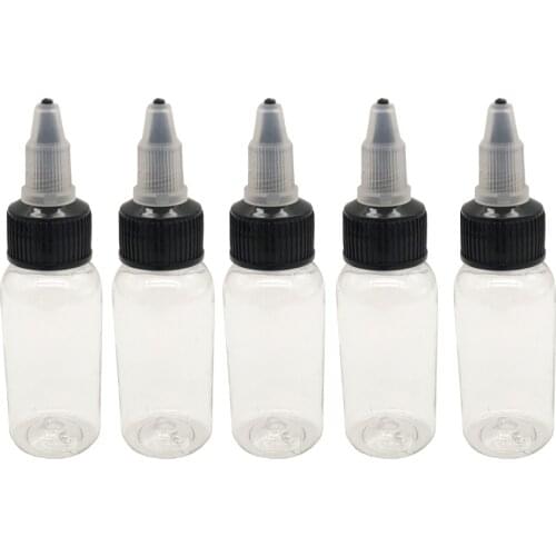 EZ Tattoo Empty Twistable Bottle Ink Cups 1oz 2oz for Tatoo Inks, Lotion, Cream, Shampoo Tattoo Pigment Twist Cap 5pcs/set