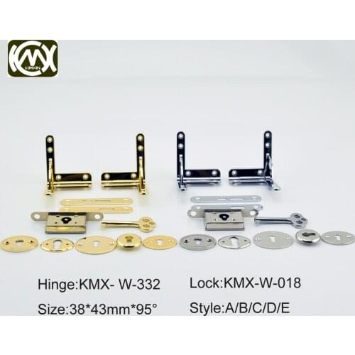 Silver 1set(2 hinges+1 lock)KIMXIN Sales High quality hinges for Jewelry box Watch box of lock Cabinet hinge Keylocks F/Shipping