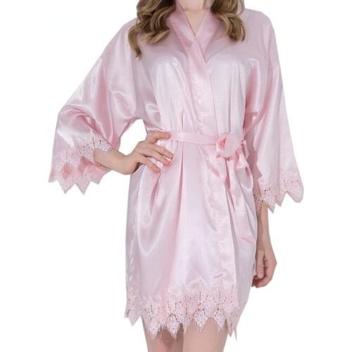 Silk Satin Lace Robe Silk Robe Bridal Robes Wedding Bride Bridesmaid Robes Women Kimono Sleepwear for Bridal Party Bathrobe
