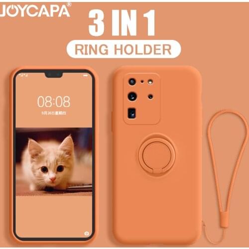 Luxury Silicone Soft Case For Samsung S20FE S10 S20 Pro Note 10 20 Plus Ultra A30S A50 A51 A70 A71 With Stand Ring Holder Cover