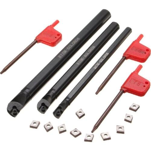 Steel Boring Bar Lathe Turning Tool Holder CCMT0602 Carbide Inserts Set