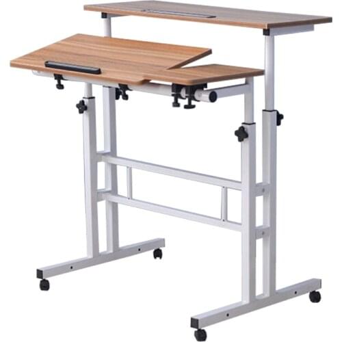 Upgraded Height Adjustable Standing Desk Compuer Laptop Desk 2 Layers 31.5inch Computer Table For Home Office With Host shelf