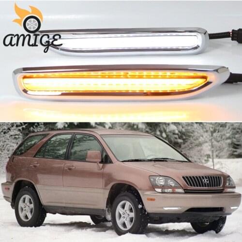 LED DRL Daylights For Lexus RX RX300 1998 1999 2000 - 2003 Yellow Turn Signal Car Foglamps 12V Daytime Running Headlights