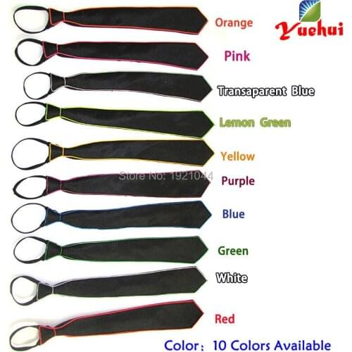 Glowing Props EL Wire Flash Necktie Wholesale 10pieces New Light up LED Flashing Tie Luminous Tie for Club Supplies