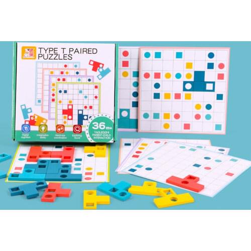 T Model Shape Matching Game Educational Toy For Kids Logic Brain Training Learning Color Wooden Puzzle Board Children Develop