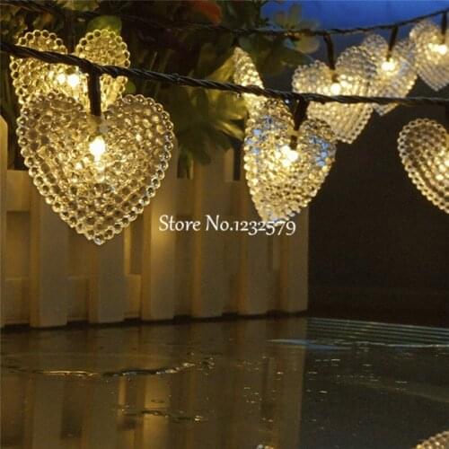 Waterproof 20ft/6M 30 LED Solar Powered Heart Shape Fairy String Light for Wedding Christmas Party Festival Outdoor Garden Decor