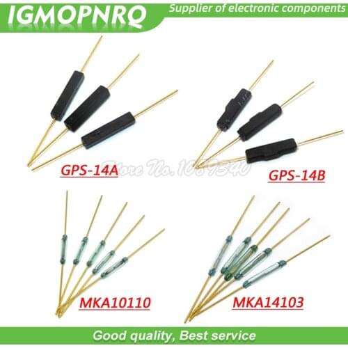 10pcs Reed Switch Plastic MKA14103 MKA10110 GPS-14B GPS-14A 2*14MM Anti-Vibration Damage Magnetic Switch NC Normally Closed