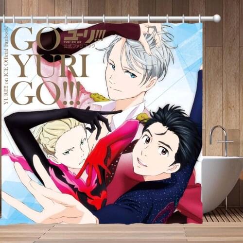 YURI!!! on ICE Waterproof Shower Curtain Bathroom Customized Polyester Fabric Curtain