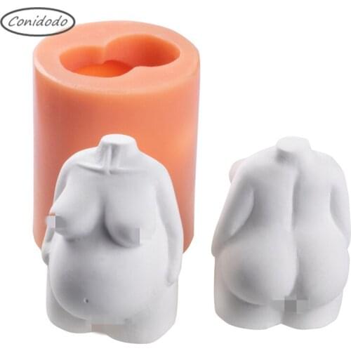 Obesity Plump Female Silicone Candle Mold Nude Torso Beeswax Mold Woman Body Resin For Aromatherapy Candle Making Utensil