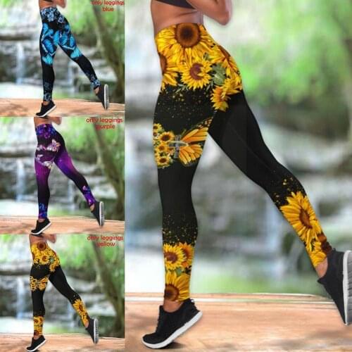 Women Sportswear Seamless Pant Legging Vest Butterfly Bodycony Hollow Top Elastic Sexy Printed Tank Sports Back Running R8B2