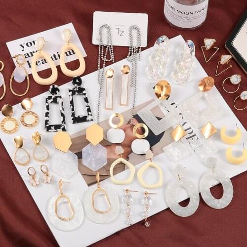 Woman earring Vintage Zircon pendant Earrings For Women Fashion Bohemian Geometric Hollow out Drop Earrings 2021 Trend Jewelry