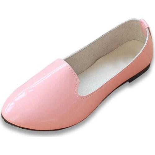 PU Leather Candy Color Ladies Flat Shoes Women Ballet Flats Point Toe Loafers Shoes Woman Retro Zapatos Mujer Big Size42 XKD1145
