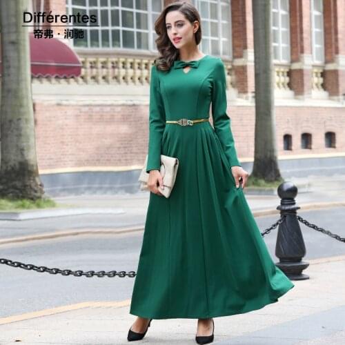 High Quality Newest Fashion Runway Maxi Dress Womens Long Sleeve Bowknot Designer Long Dress Plus size Party Clothing 5917