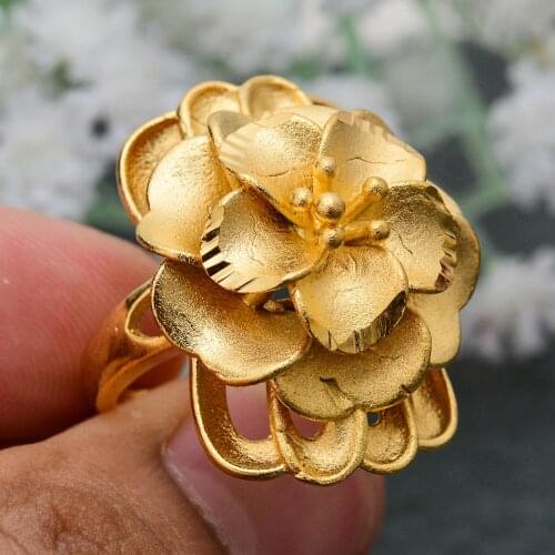 Wando New Ethiopian Pinecone Scrub Wedding Rings for Women Gold Color Ring Eritrea Africa Fashion Ring Middle East Jewelry