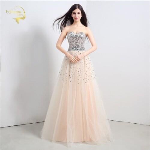 Vestido de noite 2020 New Arrival Free Shipping Cheap Price Tulle Sequins Beading Crystal Black White Evening Dresses OL2333