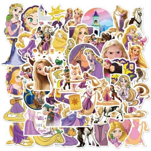 10/50Pcs Disney Tangled Stickers Waterproof Guitar Luggage Skateboard Helmet Laptop Stationery Cartoons Stikers Kids Toy