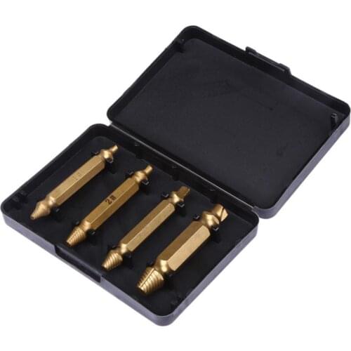 4pcs Damaged Screw Extractors Double Side Broken Screw Remover Bit S2 Alloy Steel Out Remover Bolt Stud Tool Guide Set