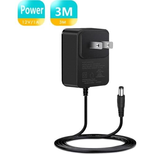 BESDER 3 Meters DC 12V Adapter AC 110-240V DC 12V 1A AC/DC Power adapter charger Power Adapter for CCTV Camera 2.1 * 5.5mm