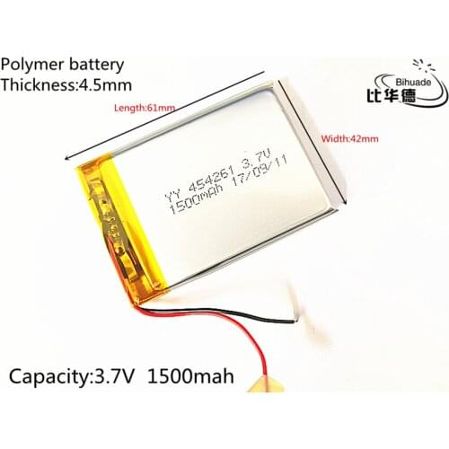 Free shipping 3.7V thium polymer battery 454261 MP3 MP5 GPS Bluetooth small stereo 1500 mAh