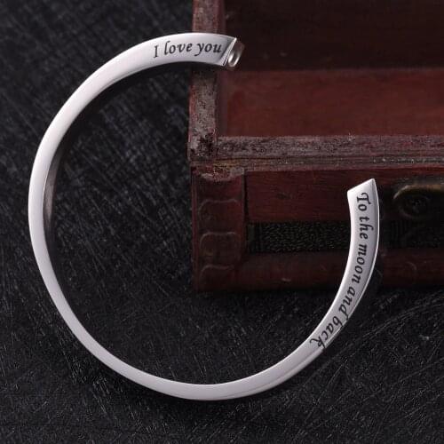 Free Engrave Cremation Bangle Stainless Steel Ash Keepsake Urn Bracelet Fashion Womens Memorial Jewelry Cuff Bracelet 55mm/60mm