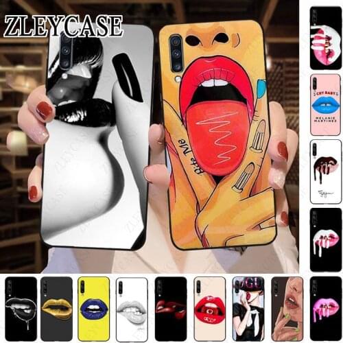 Sexy Gold red woman Lip Phone Cover For Samsung Galaxy A50 A10 A20 A20E A20S A30S A40 A51 A7 A70 A30 A6 A71 A8 Cellphones