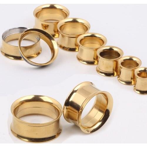 F17 Wholesales 72pcs/lot mix 9 Stainless Steel Body Jewelry Internally Threaded Flesh Tunnel Gauge plug