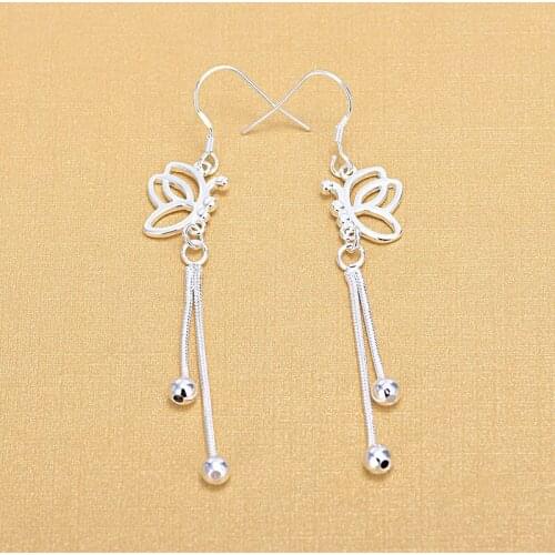 Fashion 925 Sterling Silver Hollow Butterfly Drop Earrings For Women Birthday Gifts Jewelry
