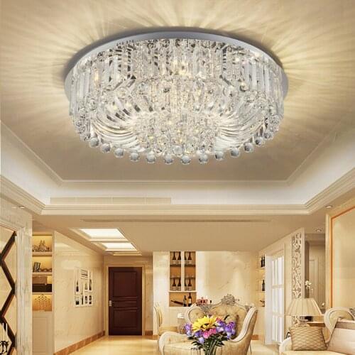 Simple modern LED round warm living room crystal lamp living room lamps bedroom lobby atmosphere luxury ceiling lamp fixture