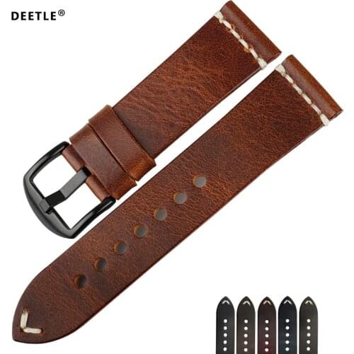 DEETLE Watch Accessories Watchbands 20mm 22mm 24mm Genuine Leather Watch Strap For samsung gear s3 / tissot Bracelets Watch Band
