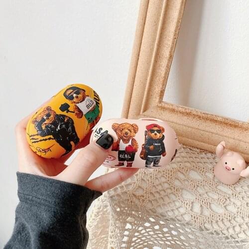 Hard PC Earphone Cover For Samsung Galaxy Buds Bear Crystal Stickers Bluetooth Headset Protecte Case For Buds Plus Buds+ Funda