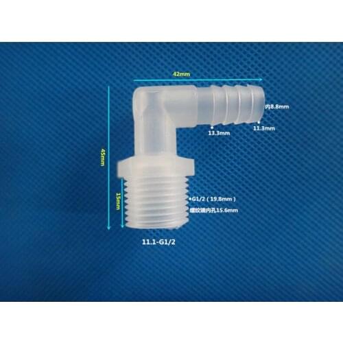 1/2'' BSPP Male Thread to 11.1mm Pagoda Barbed Plastic Elbow Pipe Fitting Hose Connector L Type Water Tube Joint for Garden