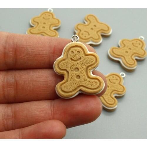 10pcs Cute Resin Biscuit Doll Earring Pendant DIY Food Jewelry Charms Creative Foods Keychains Necklace Pendants Accessory