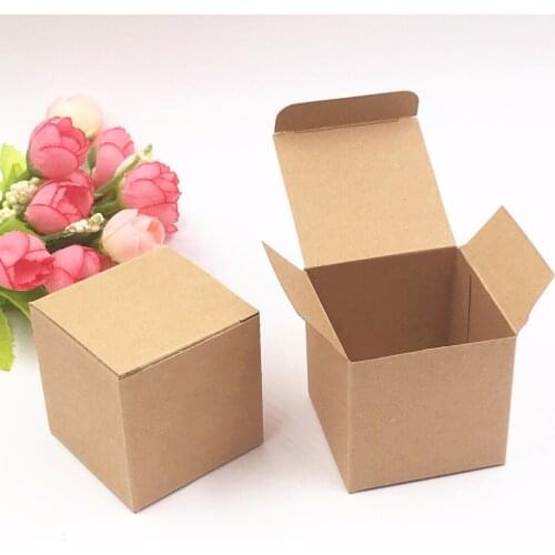 20pcs/lot 5*5*5cm Kraft Paper Square Gift Packing Boxes DIY Handmade Cake/Jewelry/Soap/Cosmetics/Chocolates/Candy Box