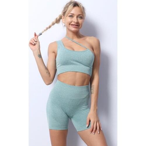 2021Seamless Yoga Set 2 Piece Sports Suit Female Workout Clothes Medium Support Sports Bra+High Waist Gym Shorts Women Sportwear