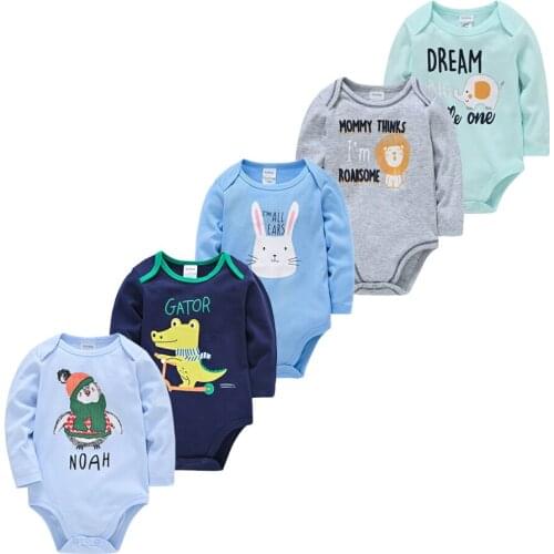 2021 Baby Girl Clothes Unisex 3 5 PCS Cotton Bodysuits Print Newborn Baby Boy Clothes Girls Baby Clothing Cartoon Roupas de bebe