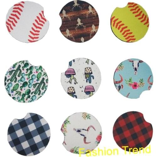30pcs/lot factory wholesale monogram neoprene car coasters cup mat personalize good quality sunflower serape leopard car coaster