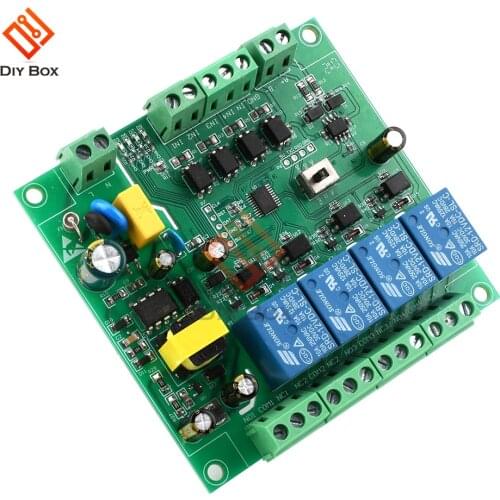 RS485/TTL UART 220V 4 Channel Power Supply Modbus Relay Module RTU Four-Way Input Output Support Standard Modbus RTU Protocol