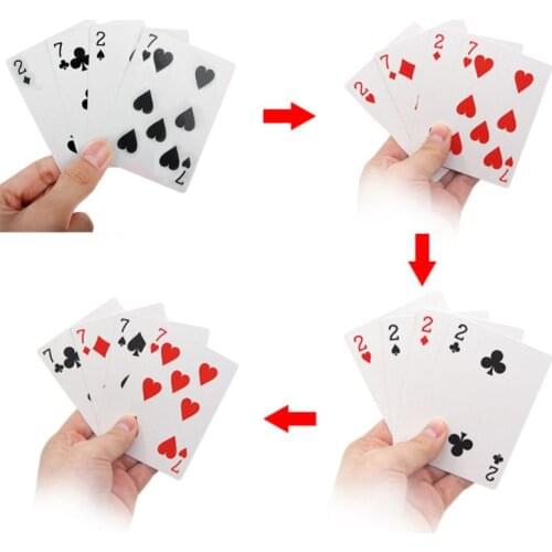 4 sets of 4 Cards 7 To 2 Transformer Magic Tricks Magic Props Close Up Magic trick playing cards