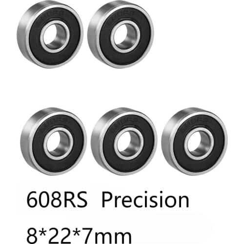 5pcs/lot Precision 608RS Deep Groove Ball Bearing Steel Bearing 608-RS 8*22*7mm 8*22*7 for Skateboard Scooter Roller