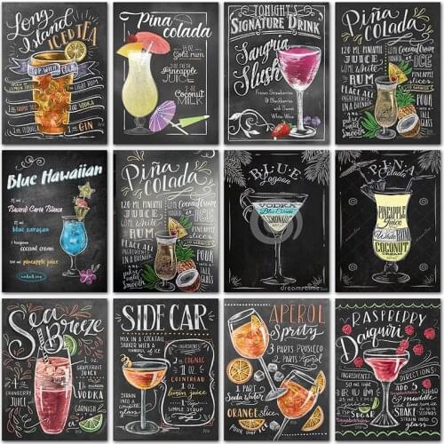5D Diamond painting Blackboard text bar Drink menu decor Full Square Diamond embroidery Cross stitch Full Round Diamond mosaic