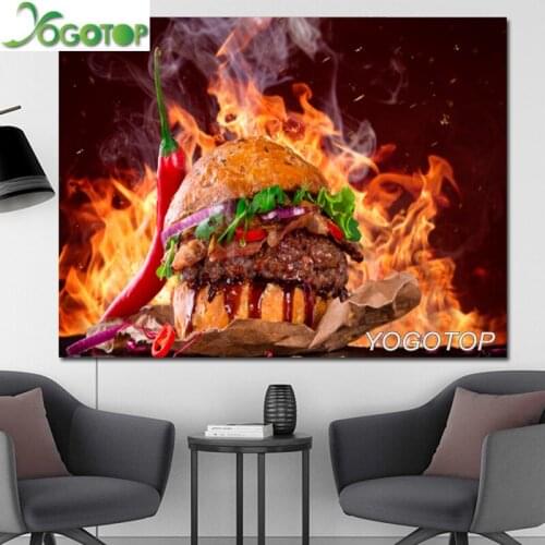 5d diy diamond painting spicy burger ys full square round diamond mosaic embroidery food picture kitchen wall decor YY1485