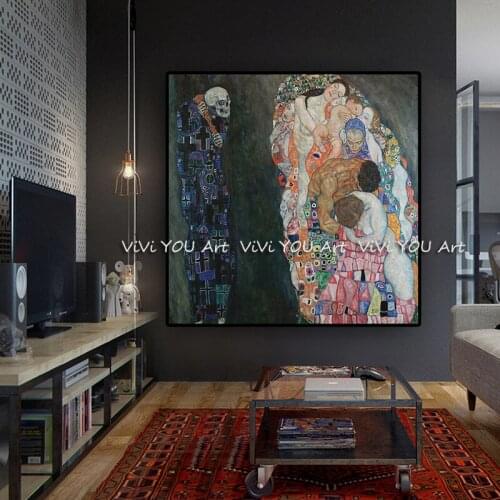Big szie handmade Canvas Painting Home Decor by Gustav Klimt Painting Modern Oil Painting Quardro Wall Pictures For Living Room