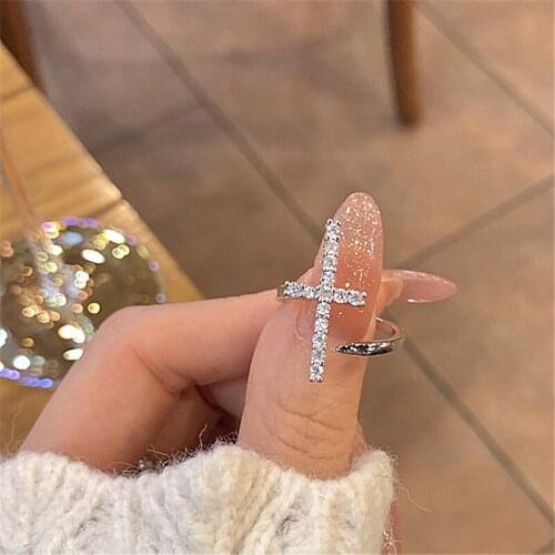 Brillian 2021 Summer Vintage New Cross Adjustable Size Dating Ring Womens Jewelery Bride Personalized Gift Accessories Korean