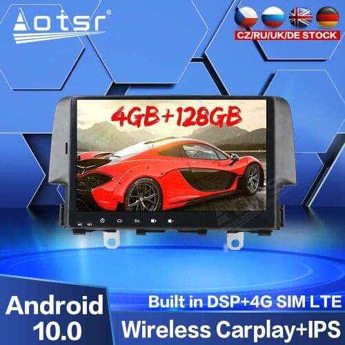 Carplay Android Multimedia For Honda Civic 2016 2017 2018 2019 2020 Car GPS Navigation Audio Radio Tape Recorder Stereo Unit HD